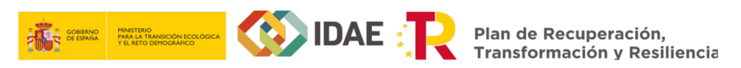 Gobierno de España, Ministerio para la Transición Ecológica y el Reto Demográfico; IDAE; Plan de Recuperación, Transformación y Resiliencia